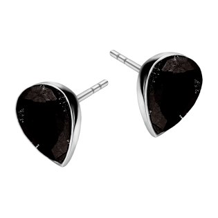 Kolczyki srebrne z czarną cyrkonią w formie kropli