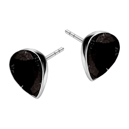 Kolczyki srebrne z czarną cyrkonią w formie kropli
