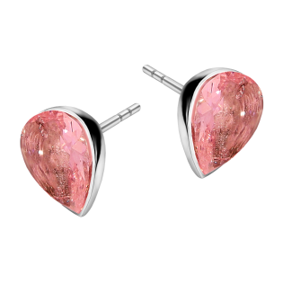 Kolczyki srebrne kropla z jasno-różową cyrkonią