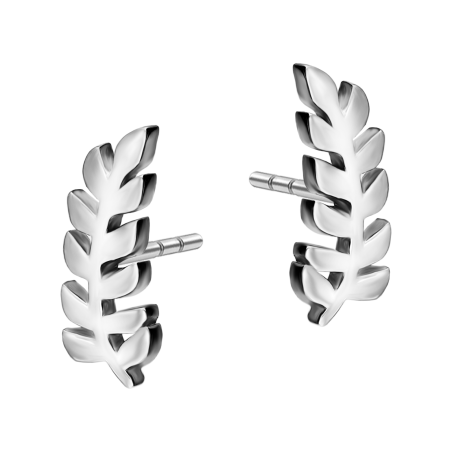 Kolczyki srebrne gałązka z liśćmi