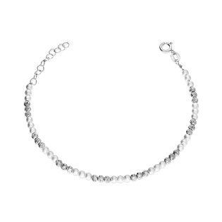 Bransoleta srebrna z perłami i kulkami