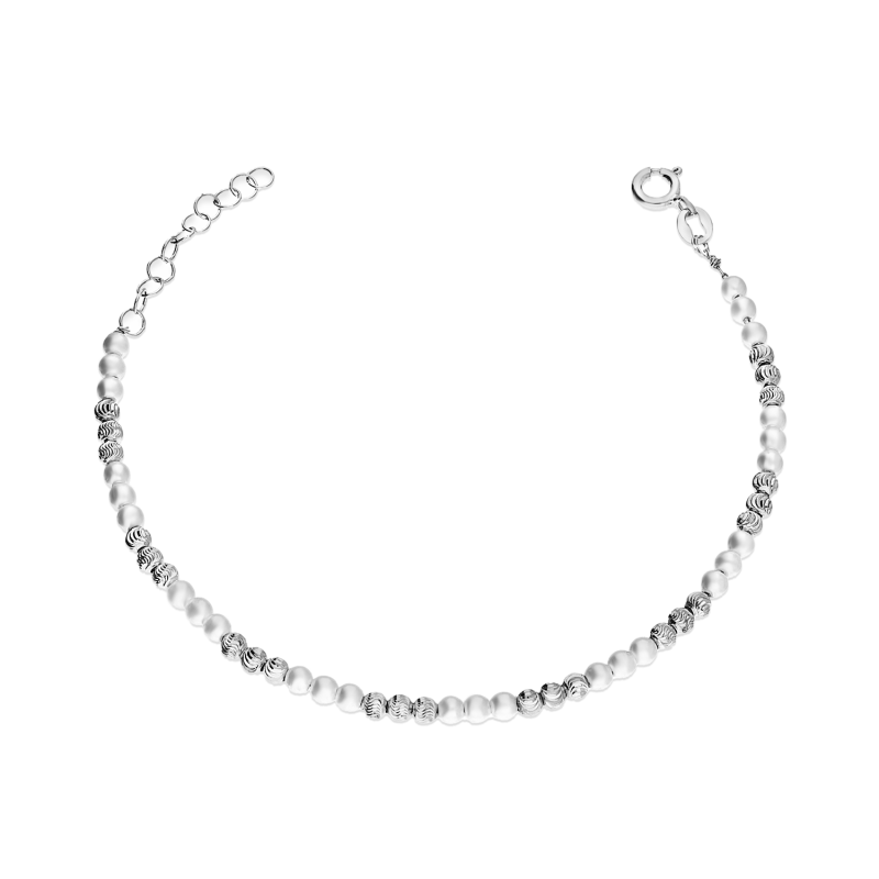 Srebrna Bransoleta z Perłami i Kulami pr. 925 - JubilerSezam.pl