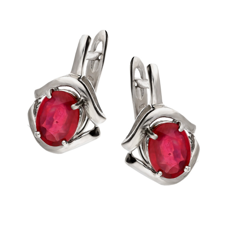 Kolczyki srebrne z rubinem