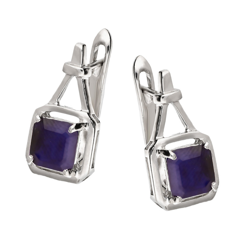 Kolczyki srebrne z szafirem