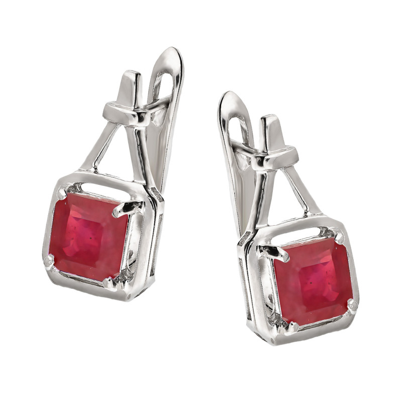 Kolczyki srebrne z rubinem