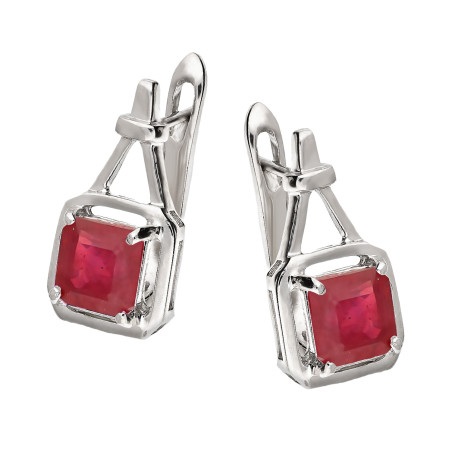 Kolczyki srebrne z rubinem