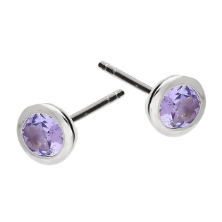 Srebrne kolczyki z tanzanitem - okrągłe, eleganckie - JubilerSezam.pl