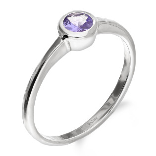 Pierścionek srebrny z tanzanitem w okrągłej oprawie