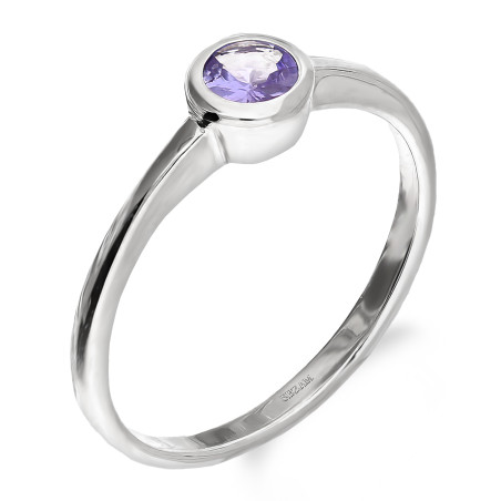 Pierścionek srebrny z tanzanitem w okrągłej oprawie