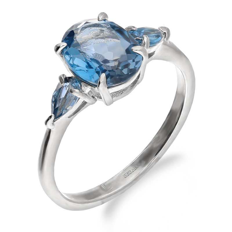 Srebrny Pierścionek z Topazami Naturalnymi - JubilerSezam.pl