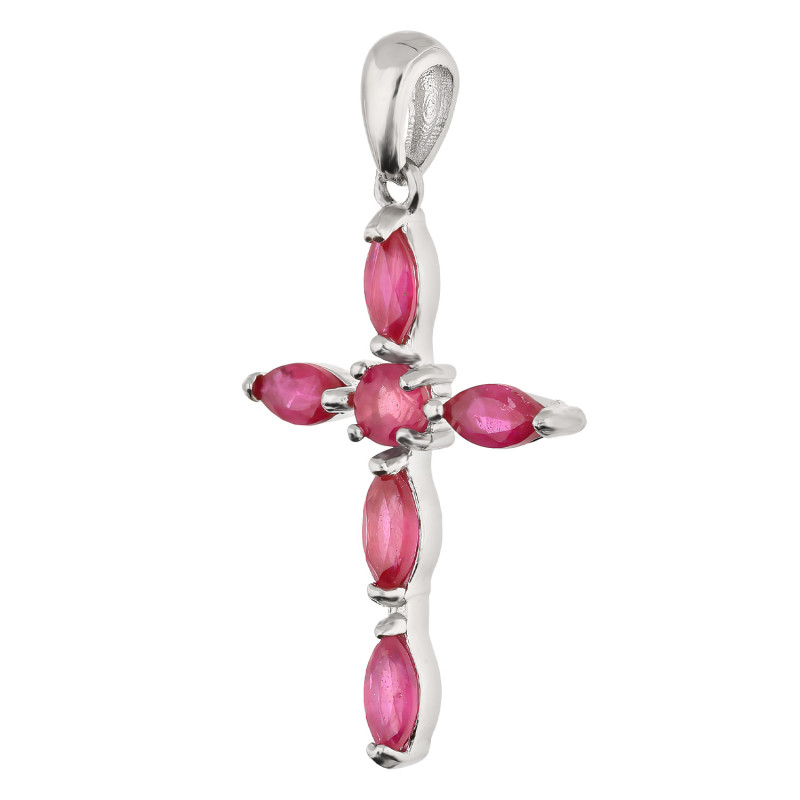 Krzyżyk srebrny z rubinami