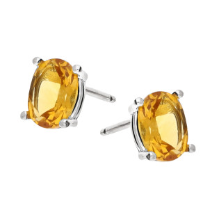 Srebrne Kolczyki z Cytrynem Owalnym pr. 925 - JubilerSezam.pl