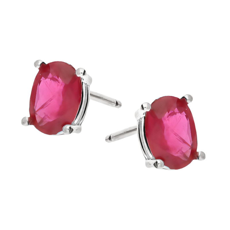 Srebrne Kolczyki z Rubinem Sztyfty Pr. 925 - JubilerSezam.pl
