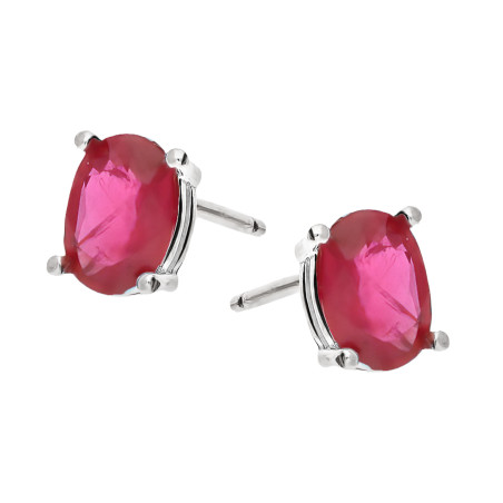 Srebrne Kolczyki z Rubinem Sztyfty Pr. 925 - JubilerSezam.pl