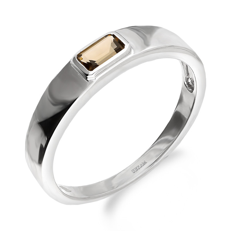 Pierścionek srebrny z kwarcem dymnym