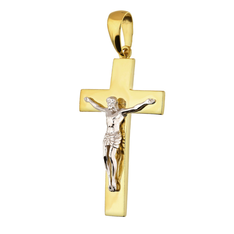 Krzyżyk złoty z wizerunkiem Pana Jezusa w dwóch kolorach
