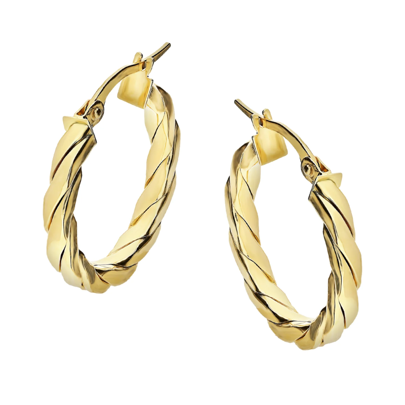 Kolczyki złote kółka sznur