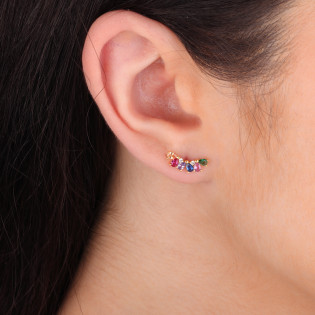 Pozłacane kolczyki półłuk z cyrkoniami - JubilerSezam.pl