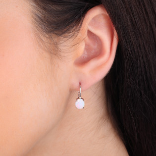 Kolczyki srebrne z białym opalem