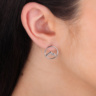 Kolczyki srebrne koło z górami