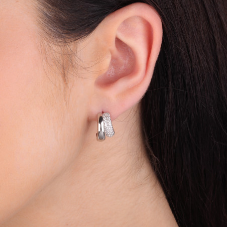 Kolczyki srebrne półkółko z cyrkoniami