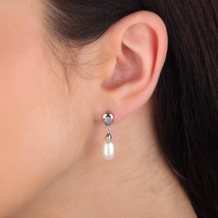 Kolczyki srebrne z białą perłą