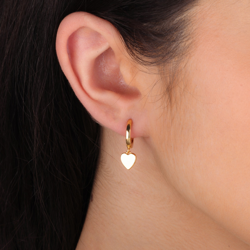 Kolczyki pozłacane kółka z sercem