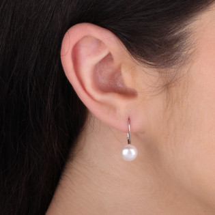 Kolczyki srebrne z białą perłą