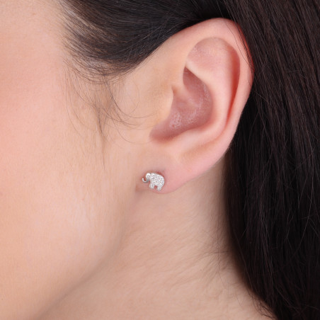 Kolczyki srebrne dla dziewczynki słoń z cyrkoniami