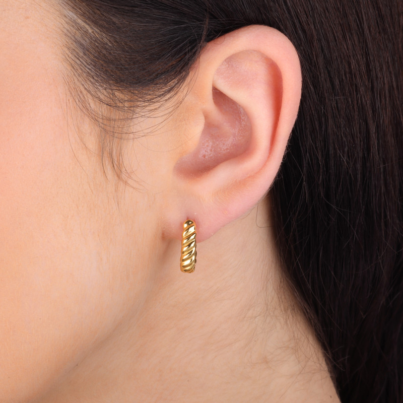 Kolczyki pozłacane viralowe kółka z motywem sznura