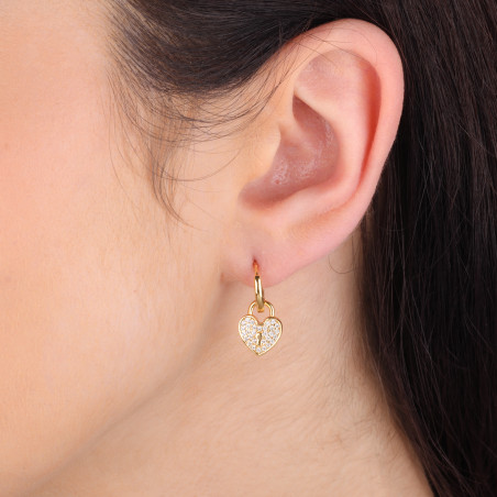 Kolczyki pozłacane kółka z sercem z kłódką