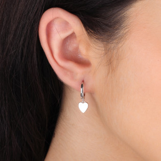 Kolczyki srebrne kółka z sercem