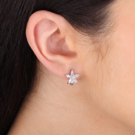 Kolczyki srebrne kwiatek z białymi cyrkoniami