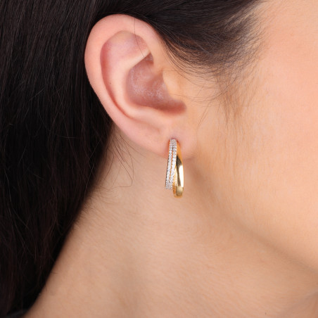 Pozłacane kolczyki z cyrkoniami - Paski, sztyft - JubilerSezam.pl