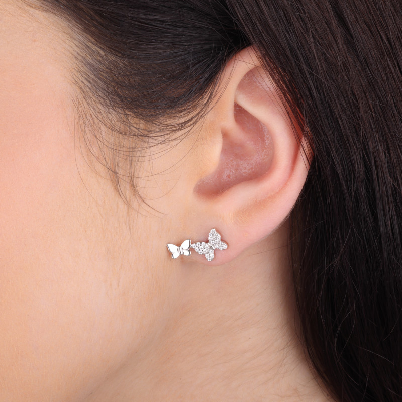 Srebrne kolczyki motylki z cyrkoniami - JubilerSezam.pl