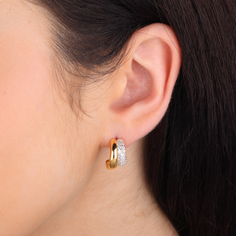 Kolczyki pozłacane półkółko z cyrkoniami