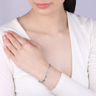 Bransoleta srebrna z łezkami z niebieskimi opalami