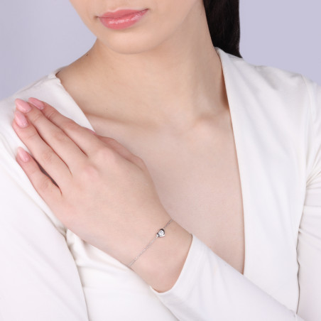 Bransoleta srebrna z sercem z białą cyrkonią