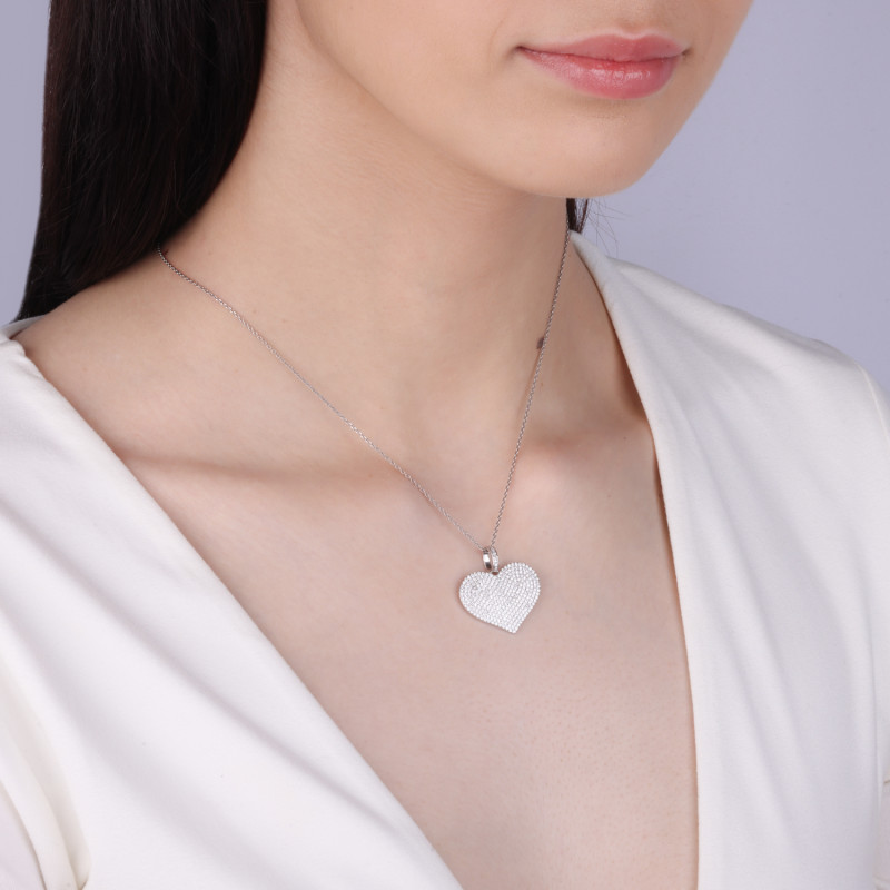 Serduszko srebrne z białymi cyrkoniami