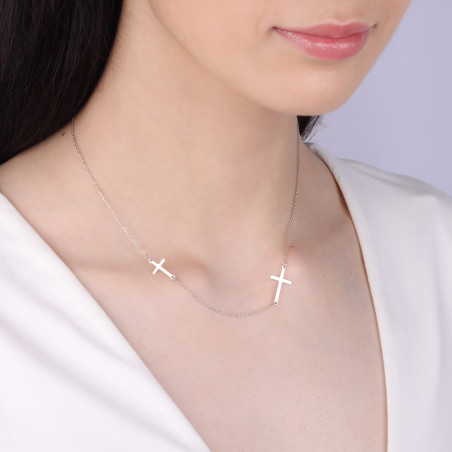 Naszyjnik srebrny z dwoma krzyżykami