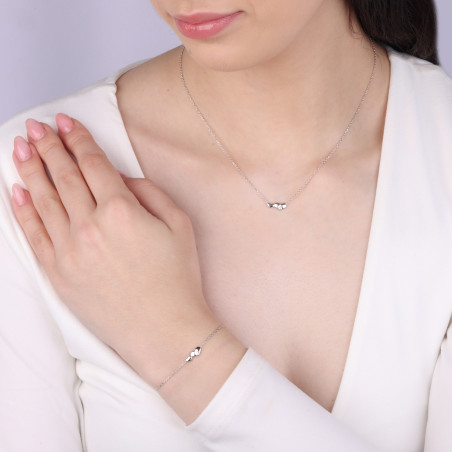 Naszyjnik srebrny z dwoma serduszkami