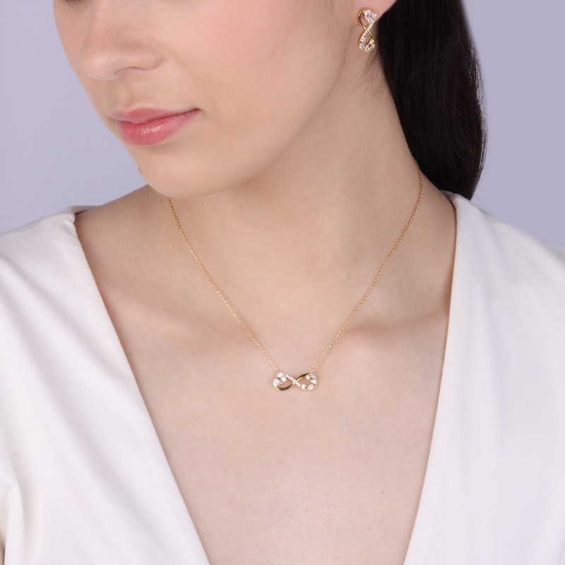 Naszyjnik pozłacany infinity z cyrkoniami