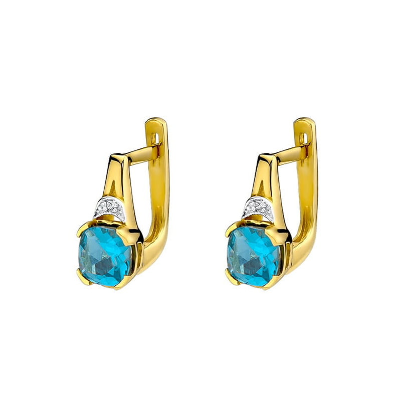 Kolczyki złote z topazem i diamentami