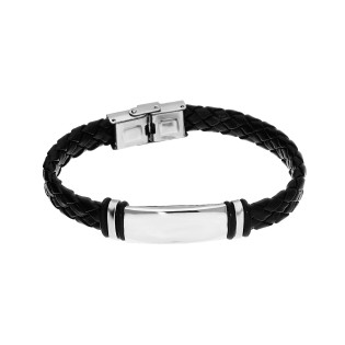 Bransoleta męska z blaszką na warkoczu