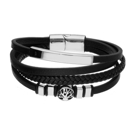 Bransoleta męska z blaszką i drzewkiem szczęścia