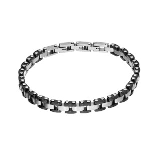 Bransoleta męska steelman płotek z czarnymi elementami