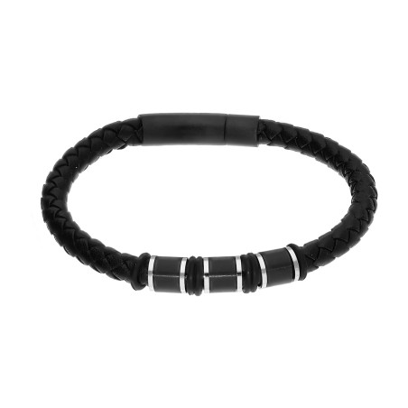 Bransoleta męska z walcami i plecionką