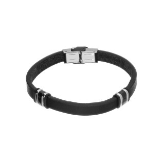Bransoleta męska z poprzeczkami na czarnym pasku
