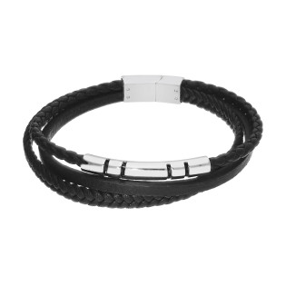Bransoleta męska ze stalową blaszką rurką