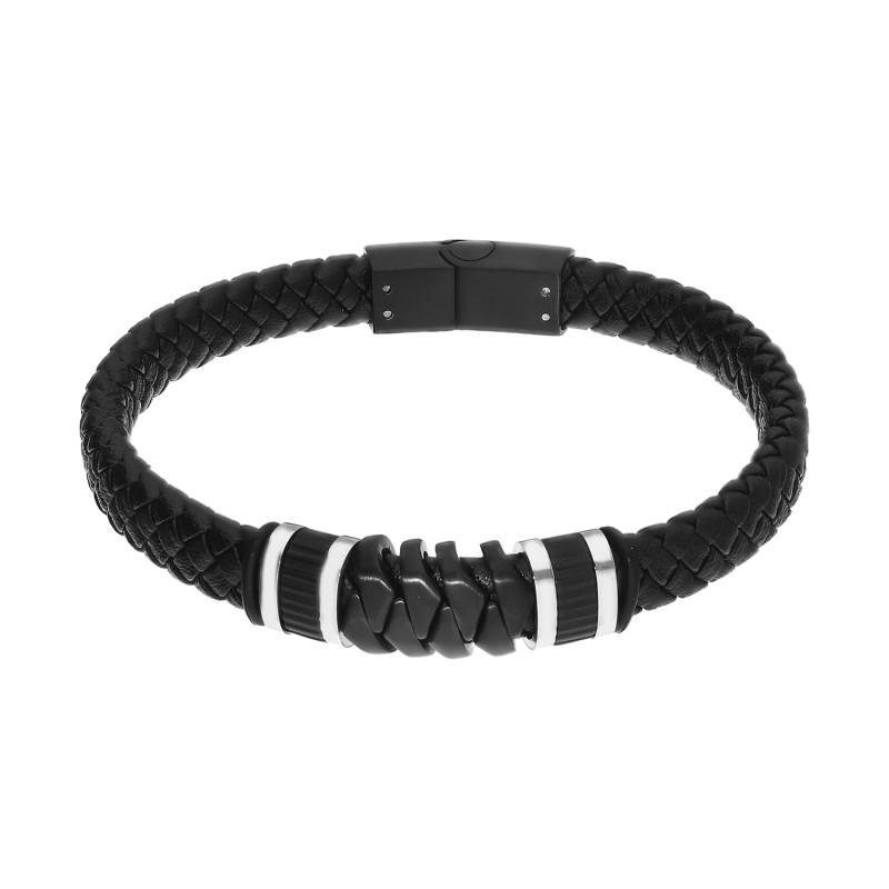 Bransoleta męska plecionka z walcami